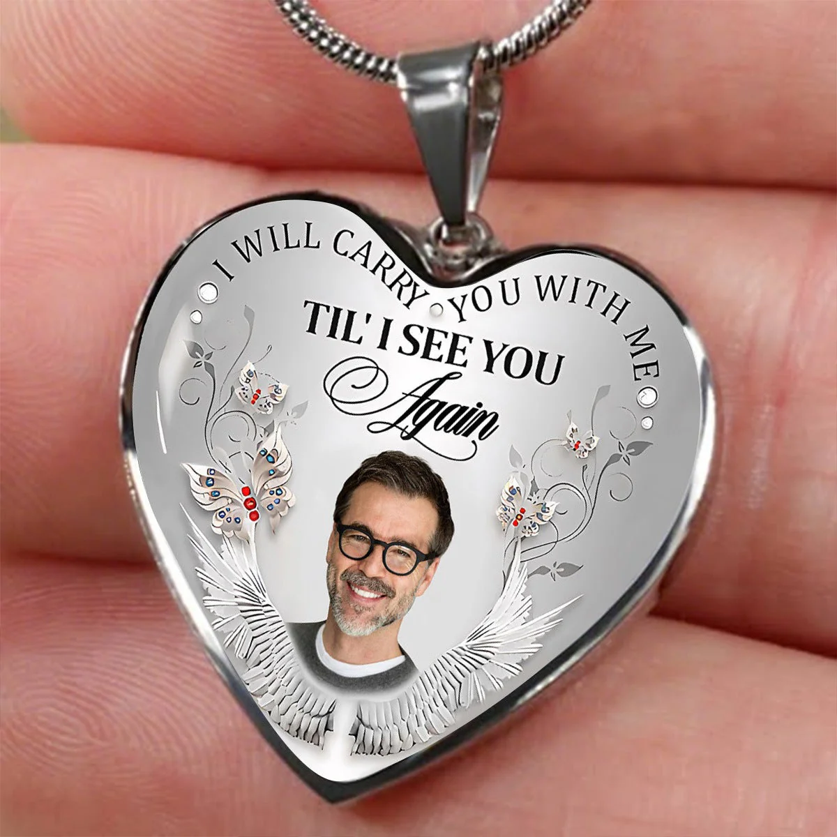 Personalized Heart-shaped Photo Memorial Necklace - Image 2