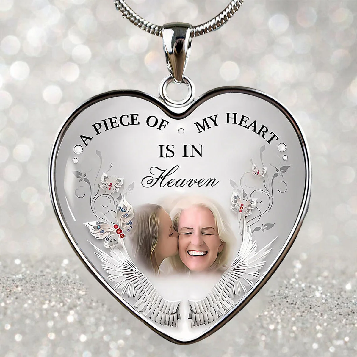 Personalized Heart-shaped Photo Memorial Necklace - Image 3