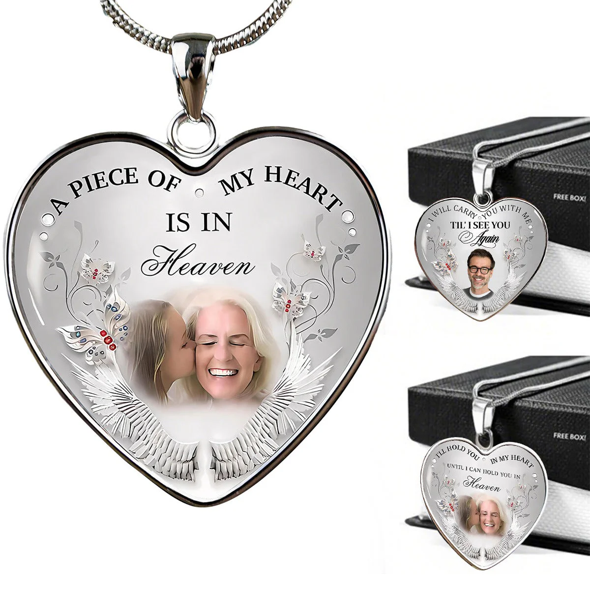 Personalized Heart-shaped Photo Memorial Necklace - Image 4