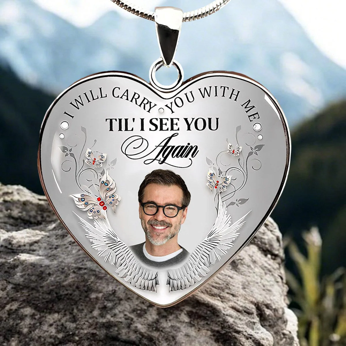 Personalized Heart-shaped Photo Memorial Necklace - Image 5