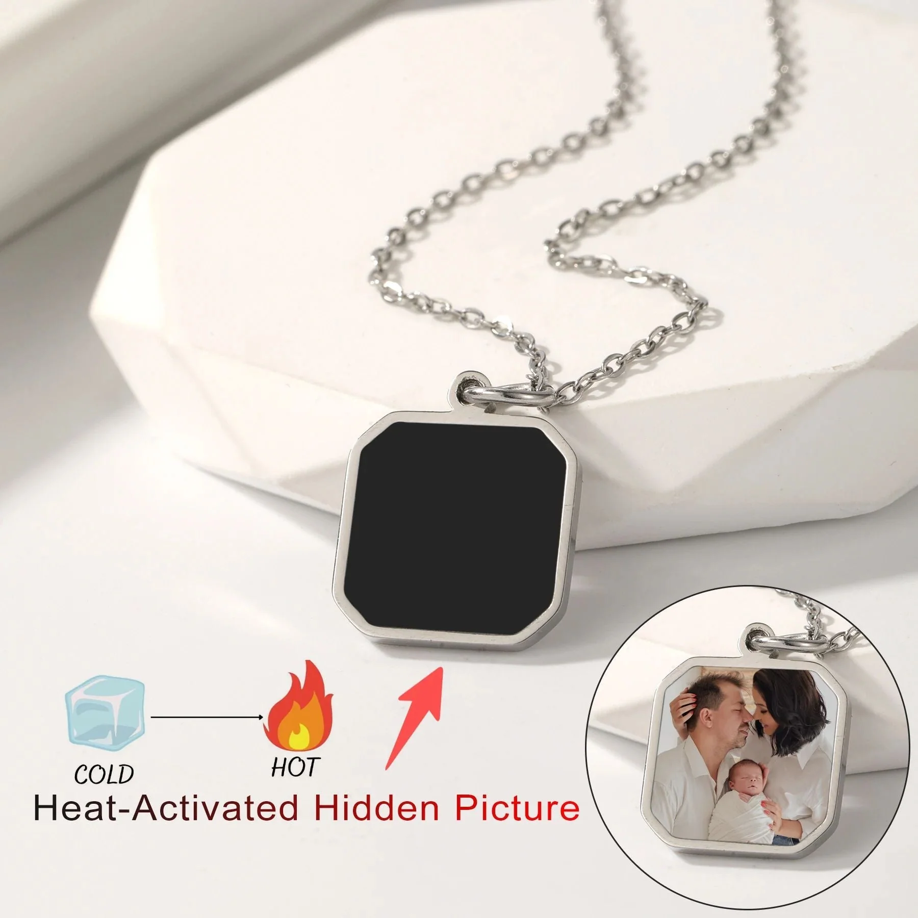 Personalized Heat-Activated Hidden Photo Necklace - Image 2