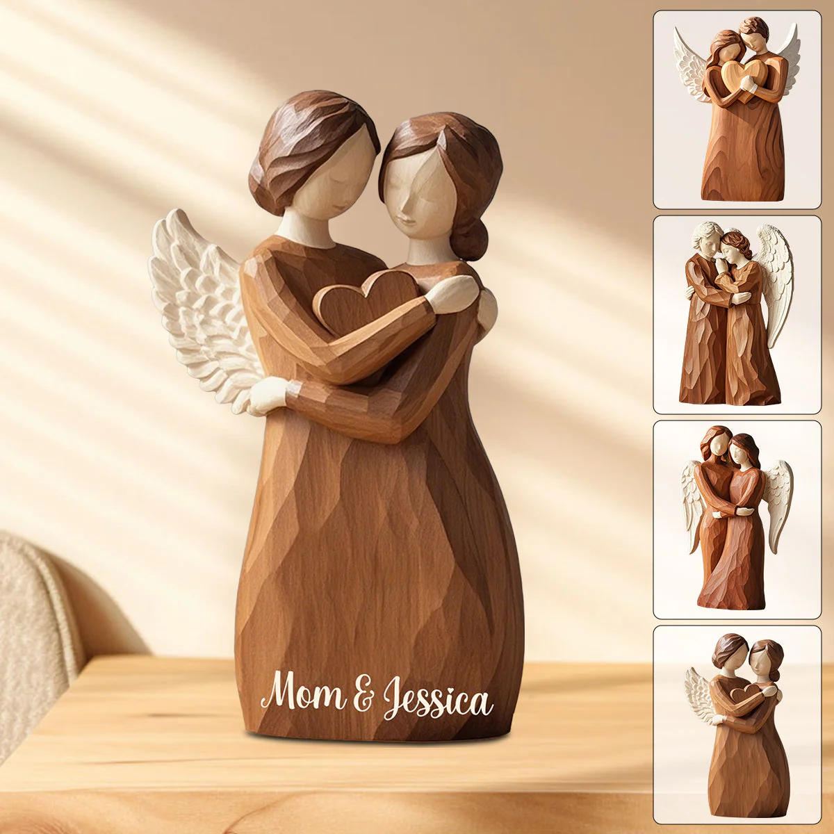 Personalized Heaven Angel Wings Hug Memorial Acrylic Plaque,Loss Of Loved One Gift - Image 2