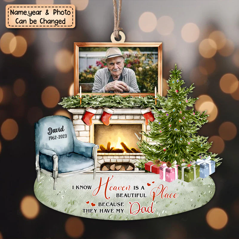 Personalized Heaven is a Beautiful Place Christmas Memorial Ornament - Image 2
