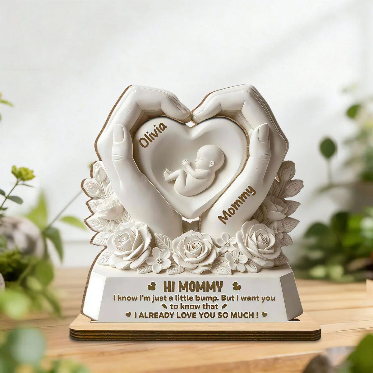 Personalized "Hi Mommy, Little Bump" Wood Plaque – Gift For Expecting Moms - Image 3