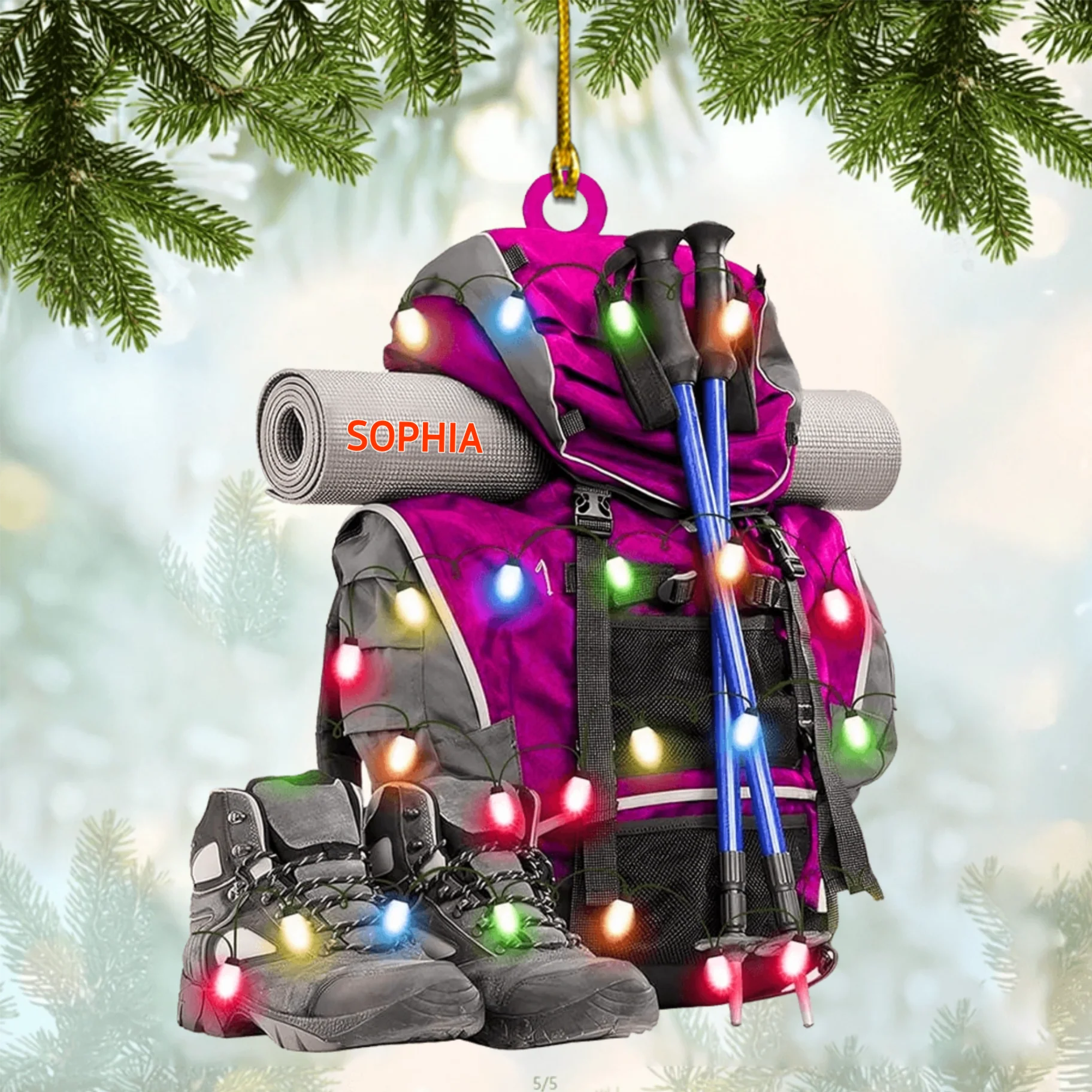 Personalized Hiking Bag Christmas Ornament Keepsake Gift For Camper - Image 2