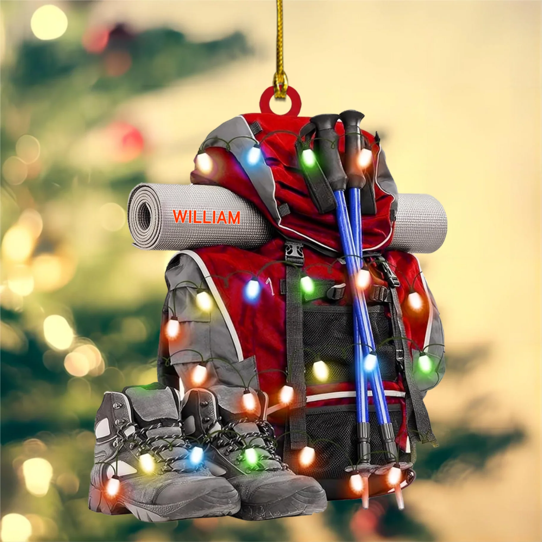 Personalized Hiking Bag Christmas Ornament Keepsake Gift For Camper - Image 3