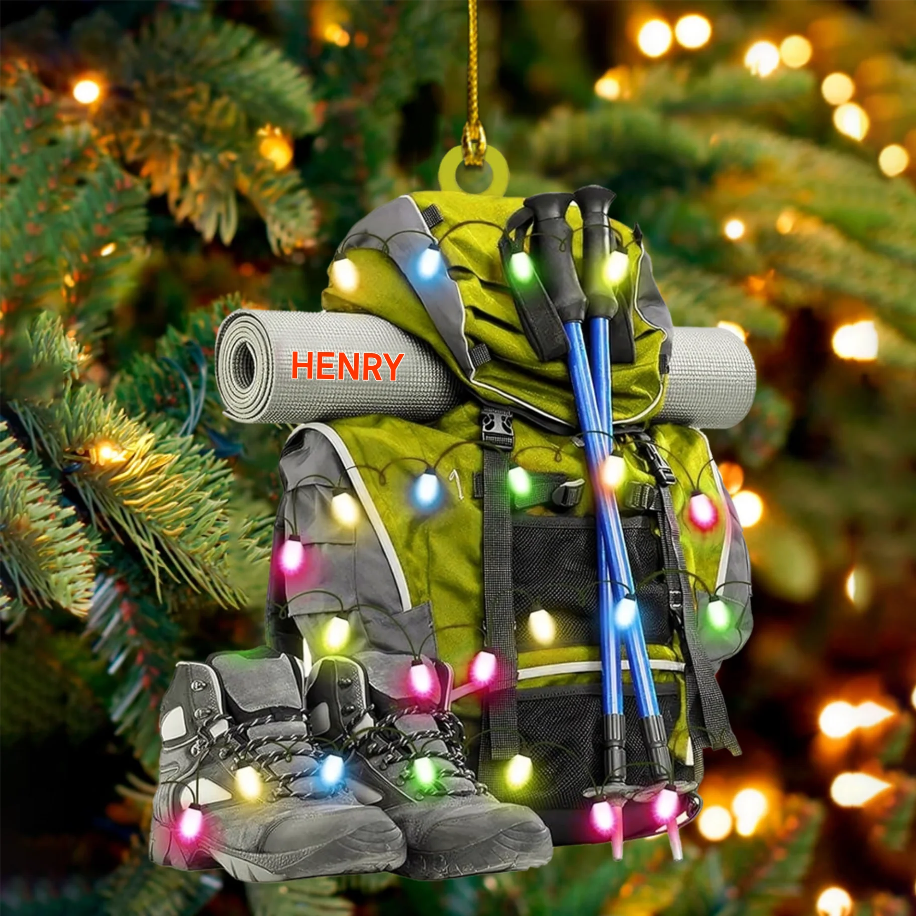 Personalized Hiking Bag Christmas Ornament Keepsake Gift For Camper - Image 5