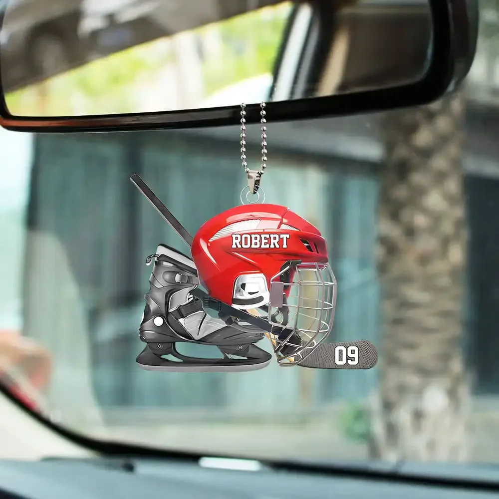 Personalized Hockey Helmet Shaped Ornament – Gift For Hockey Lovers - Image 3