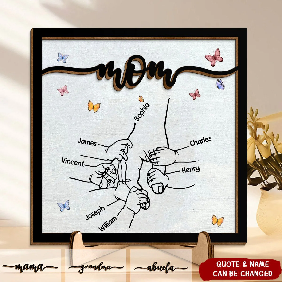 Personalized Holding Mom's Hand -Wooden Plaque - Image 5