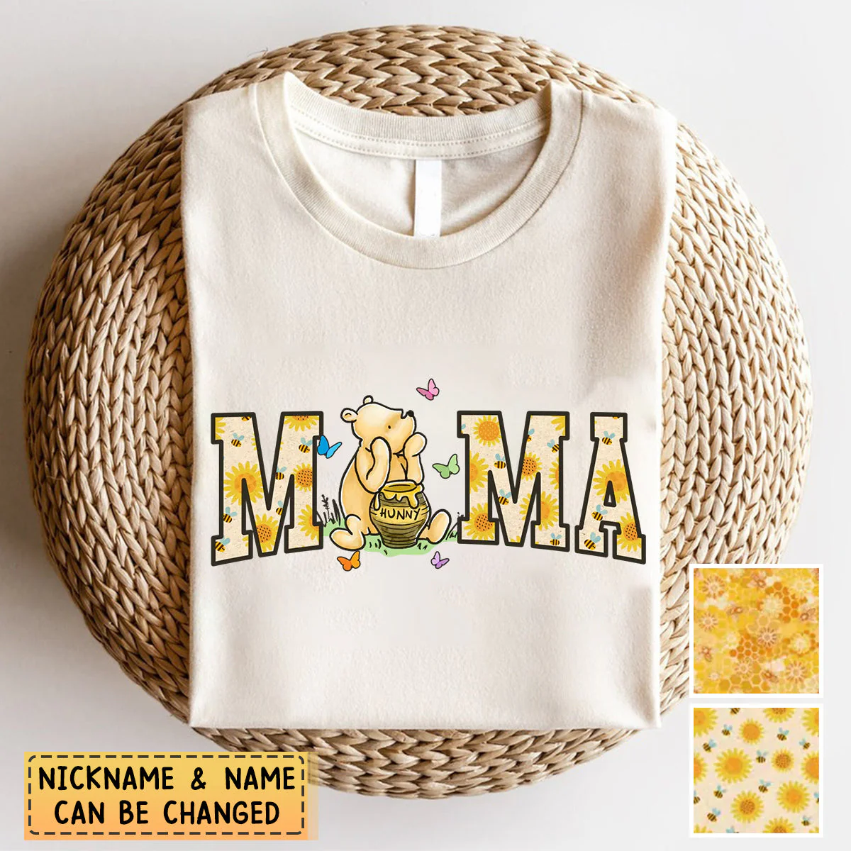 Personalized Honey flower Pure Cotton T-shirt Gift For Grandma, Mom - Image 2