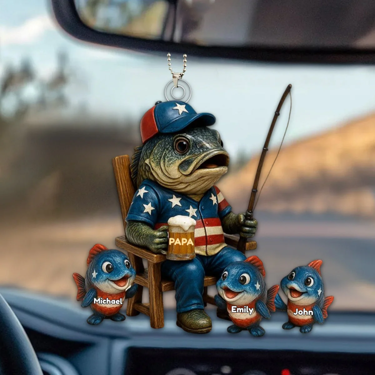 Personalized Hooked On Being Papa Fishing Dad Acrylic Ornament - Image 2