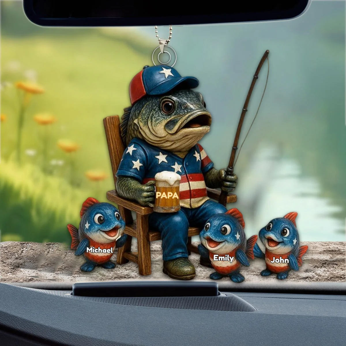 Personalized Hooked On Being Papa Fishing Dad Acrylic Ornament - Image 4