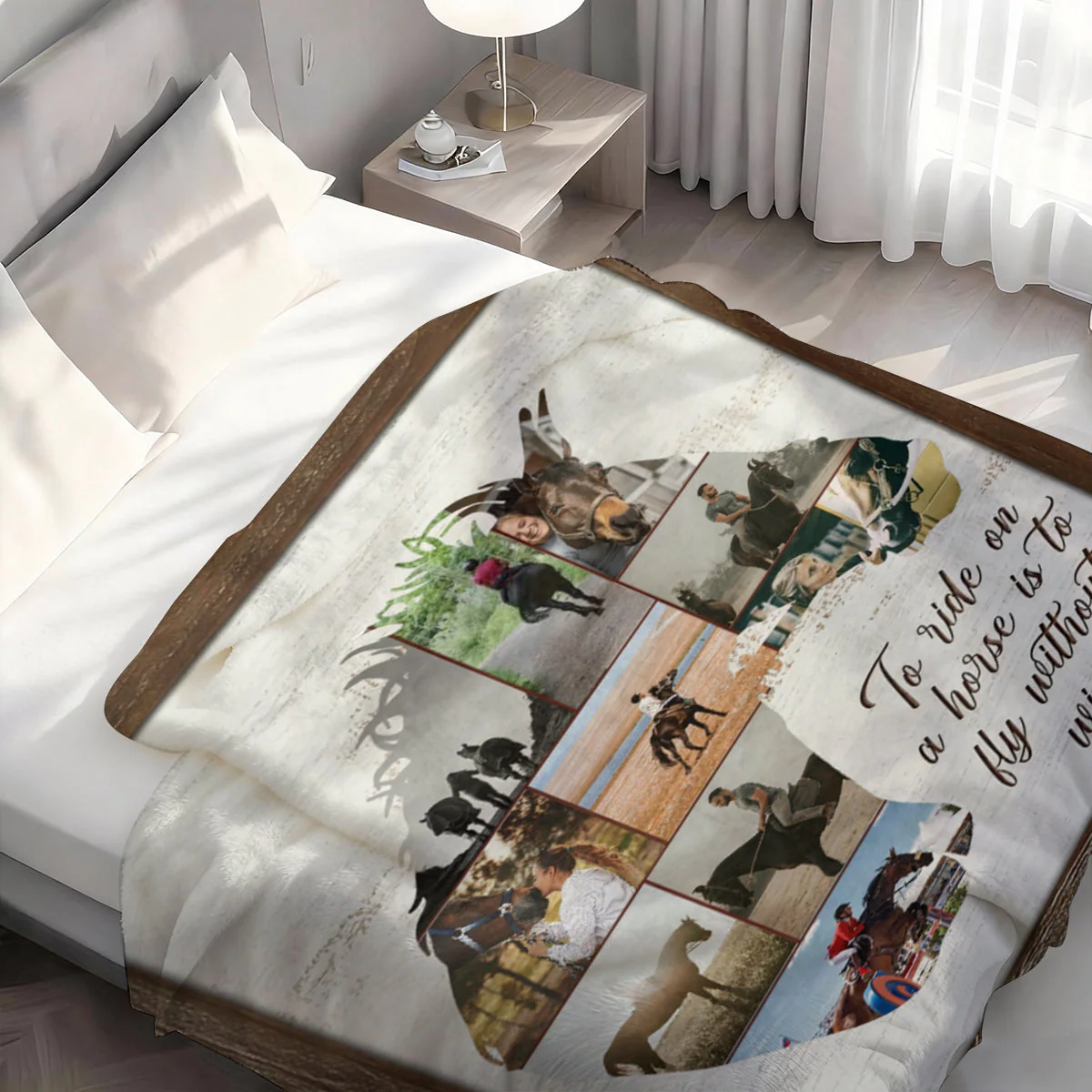 Personalized Horse Collage Photo Blanket Gift For Horse Riders, Horse Lover - Image 7