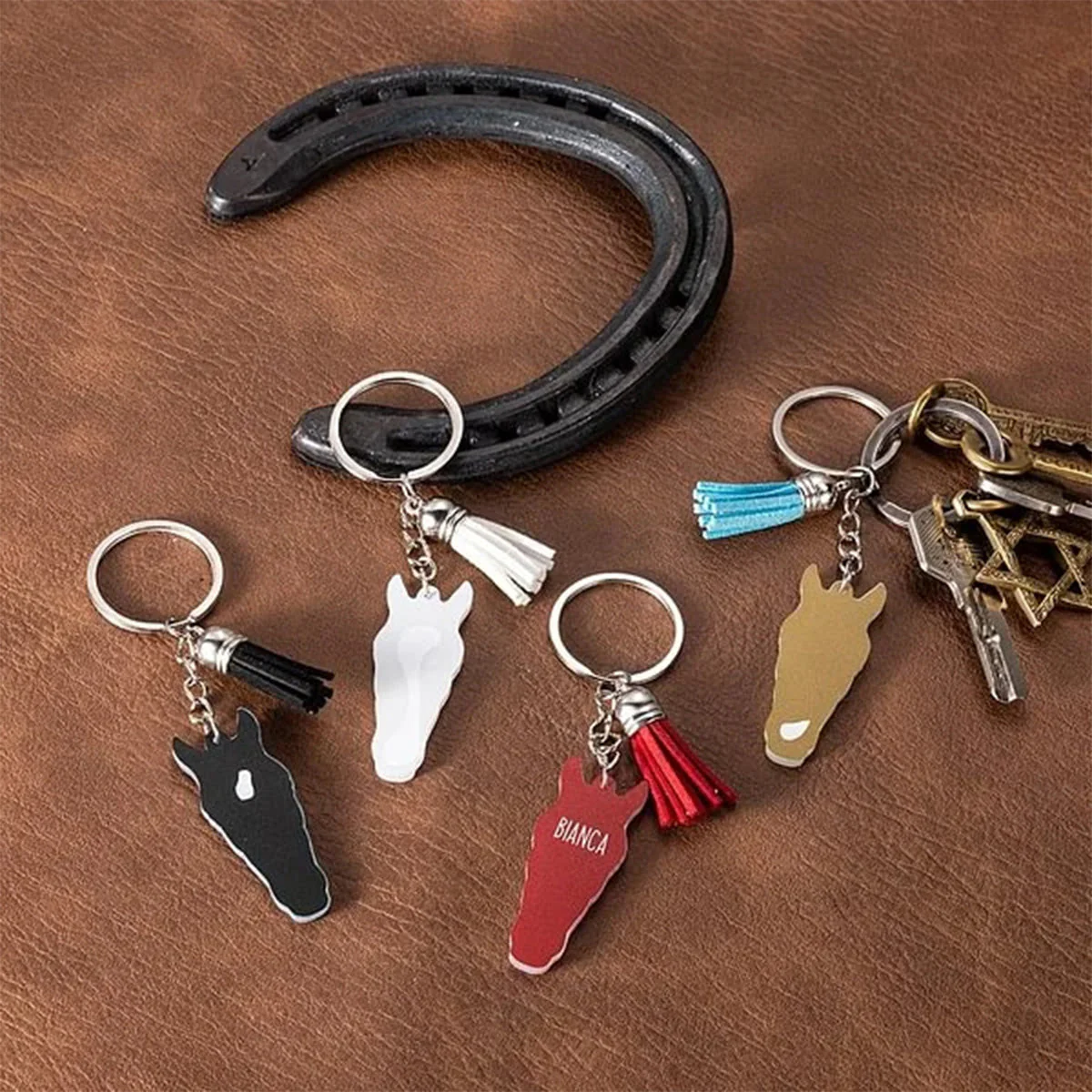 Personalized Horse Facial Marking Silhouette Acrylic Keychain Tassel Equestrians Horse Riding Accessory Gift for Horse Lover - Image 4