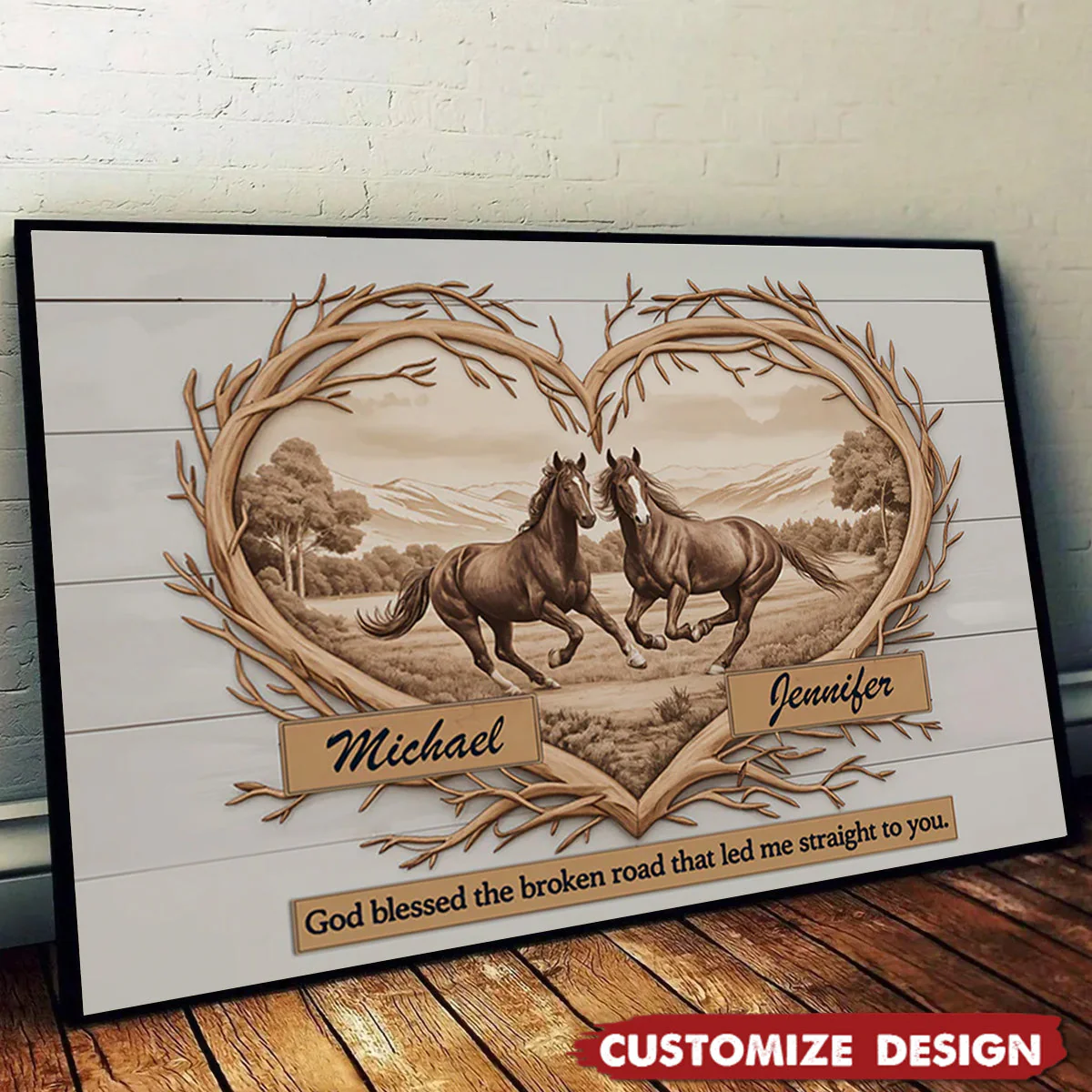 Personalized Horse Love Mountains Poster -Couple Gift - Image 2