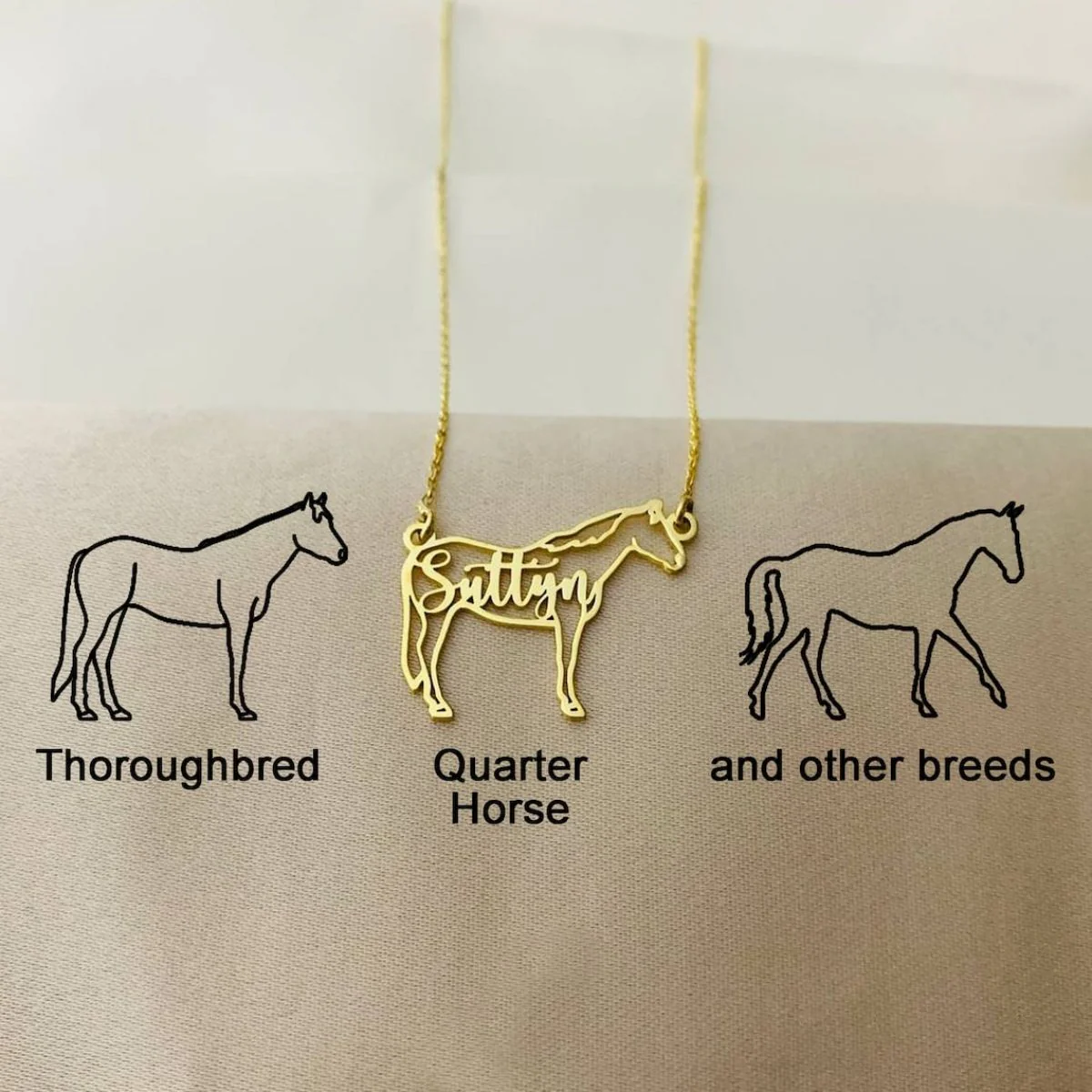 Personalized Horse Silhouette Necklace with Name Gift for Horse Lovers