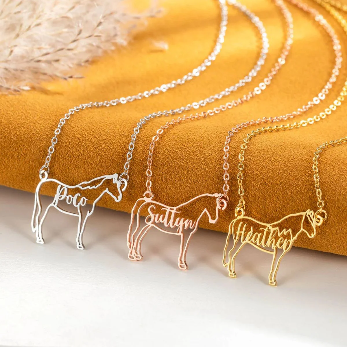 Personalized Horse Silhouette Necklace with Name Gift for Horse Lovers - Image 2