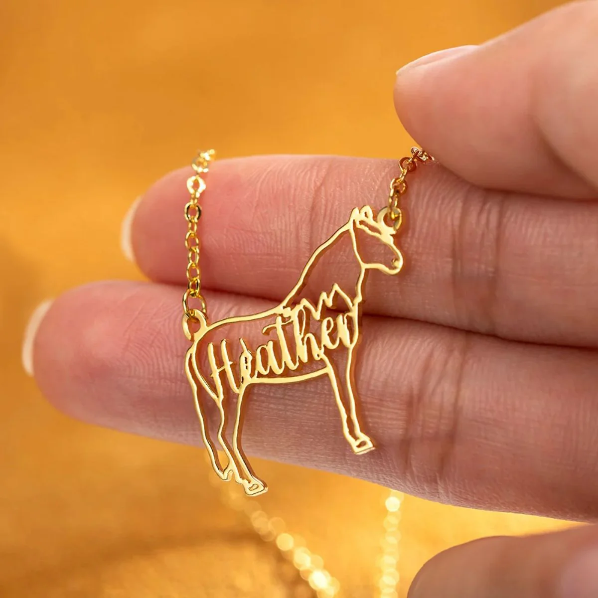 Personalized Horse Silhouette Necklace with Name Gift for Horse Lovers - Image 3