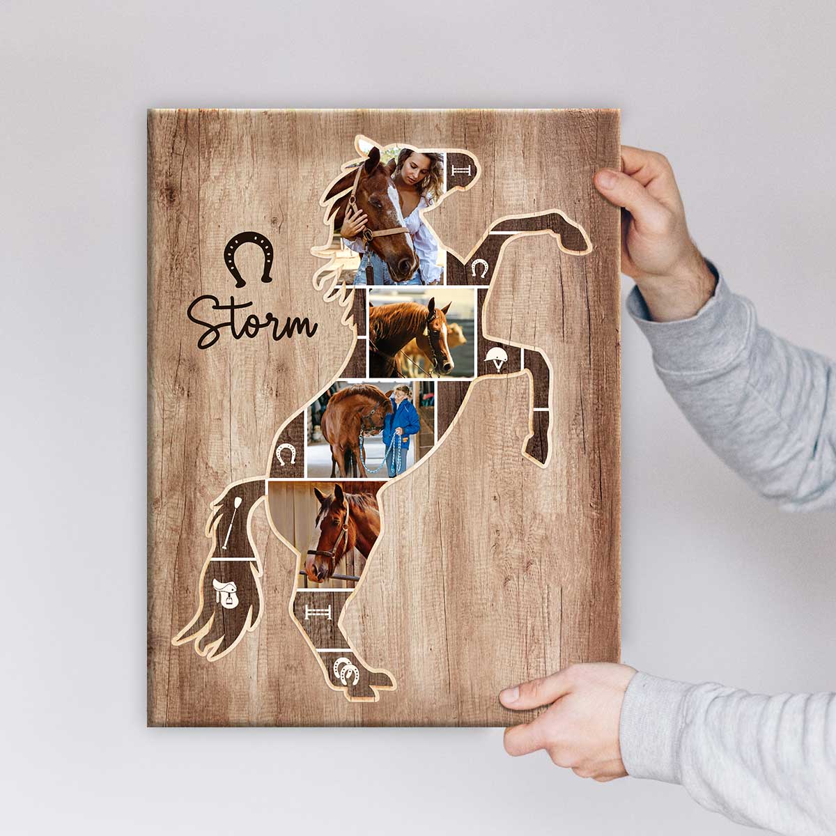 Personalized Horse Silhouette Photo Collage Canvas Gift For Horse Riders, Horse Lover - Image 2