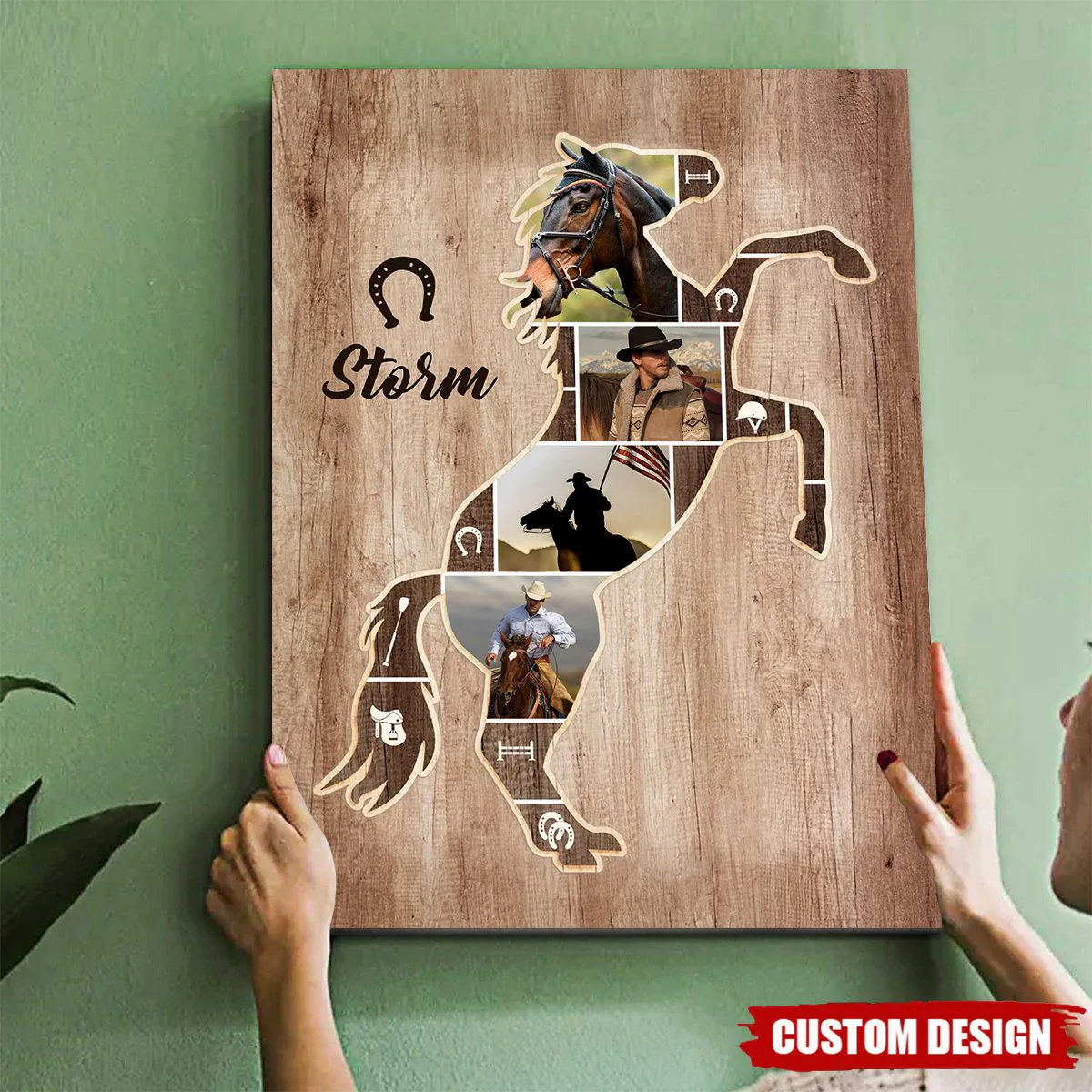 Personalized Horse Silhouette Photo Collage Canvas Gift For Horse Riders, Horse Lover - Image 3
