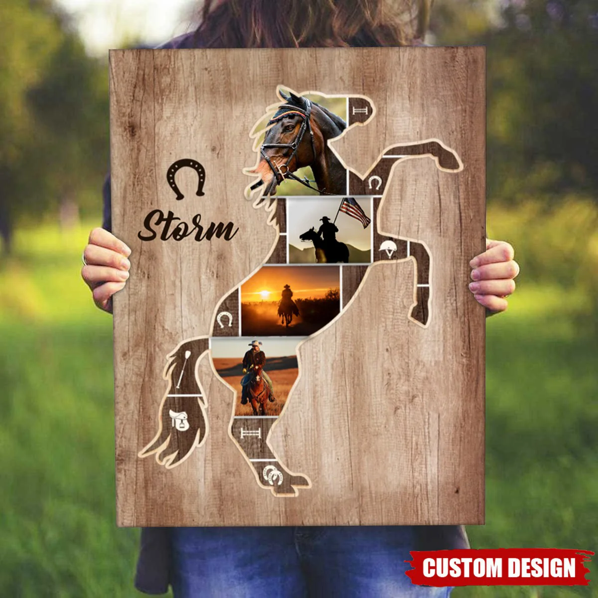 Personalized Horse Silhouette Photo Collage Canvas Gift For Horse Riders, Horse Lover - Image 4