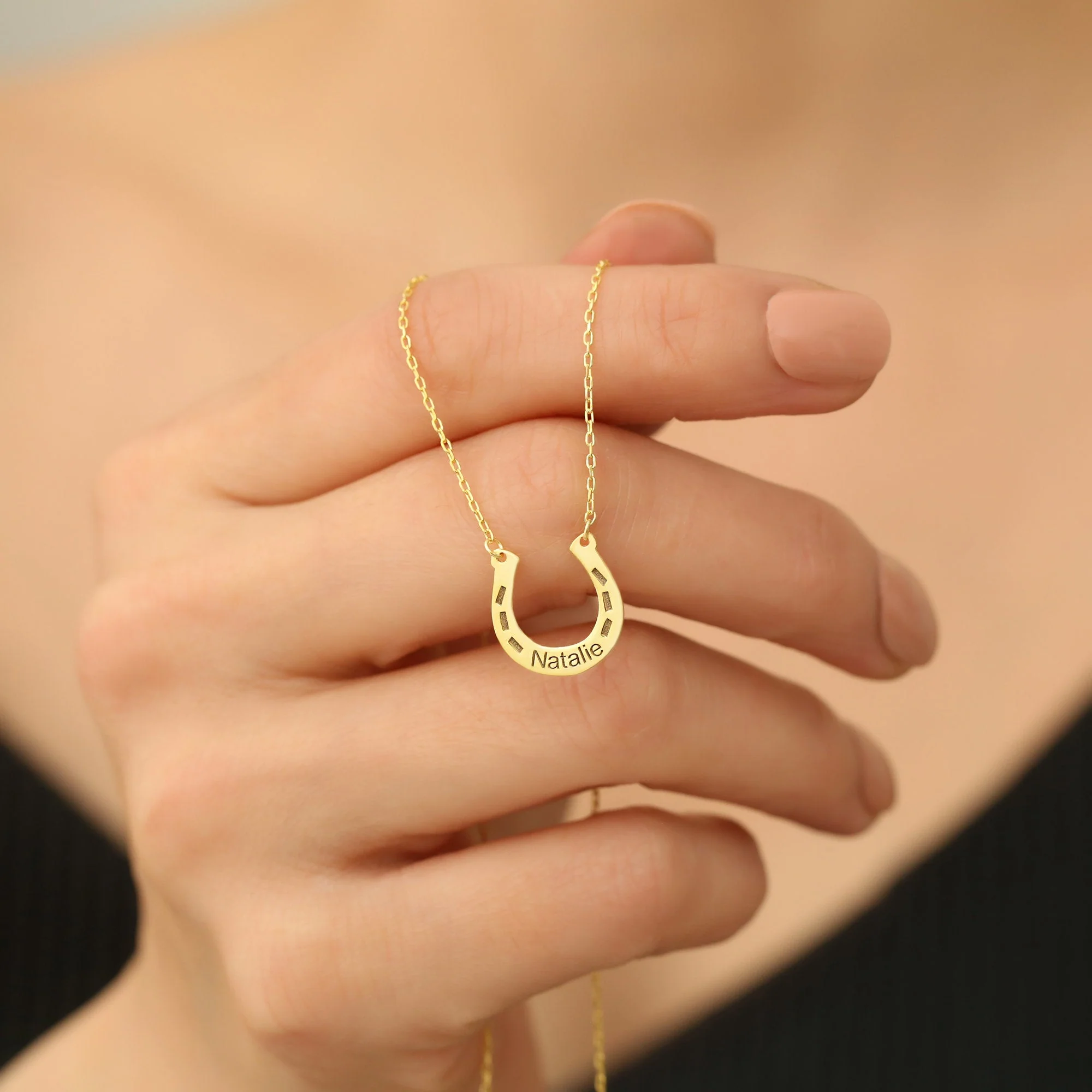 Personalized Horseshoe Name Necklace - Image 2
