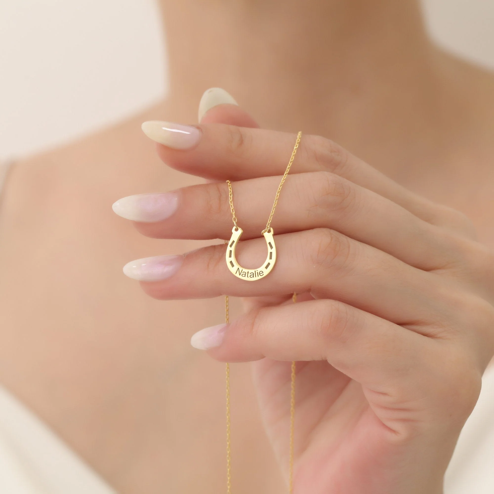 Personalized Horseshoe Name Necklace - Image 4