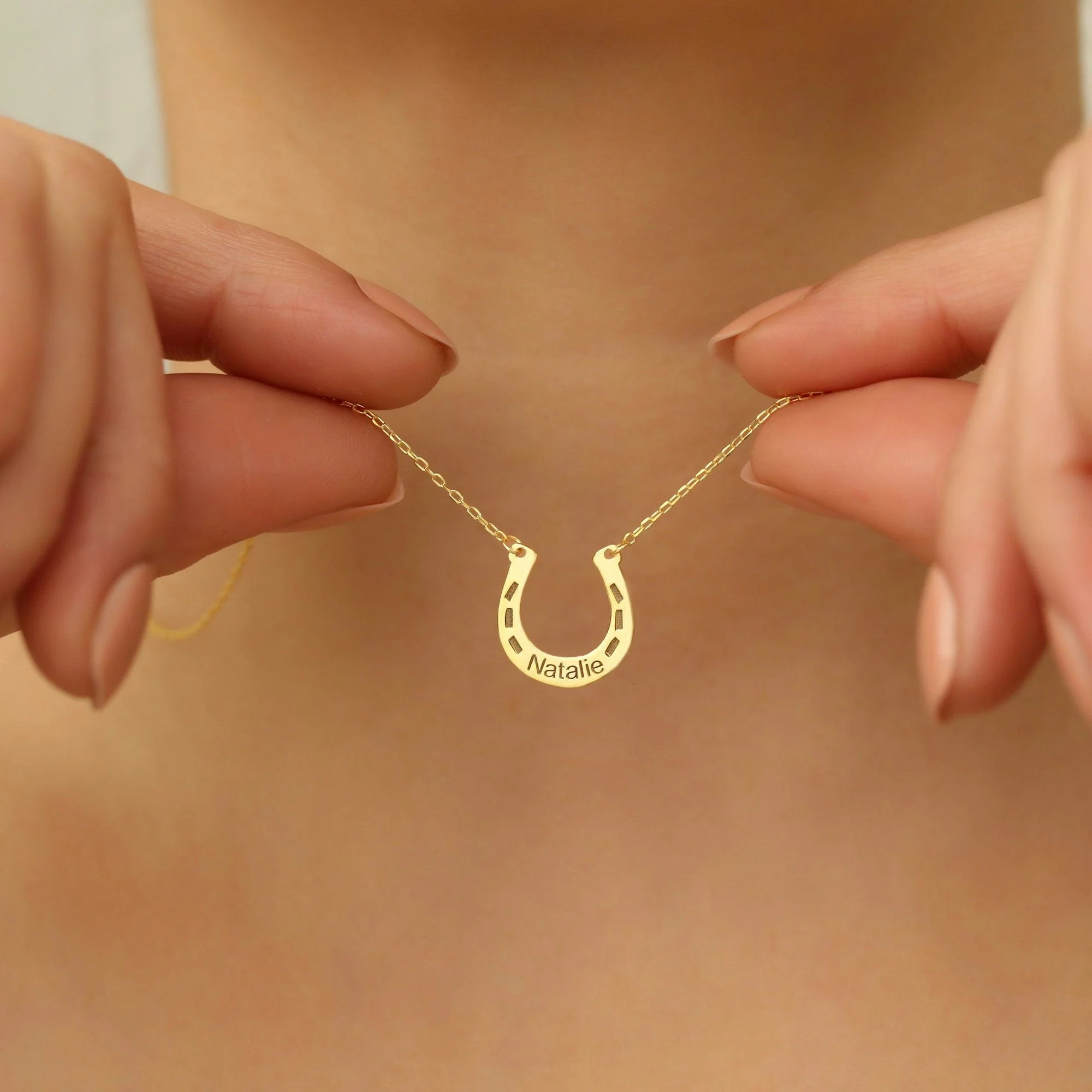 Personalized Horseshoe Name Necklace - Image 5