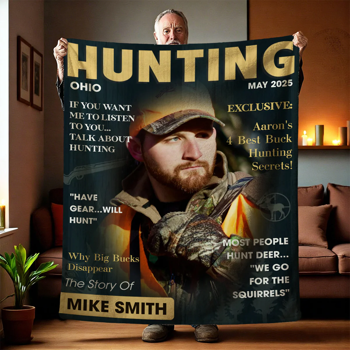 Personalized Hunter Magazine Cover Blanket, Custom Gift For Hunter, Hunting Gift For Man - Image 2