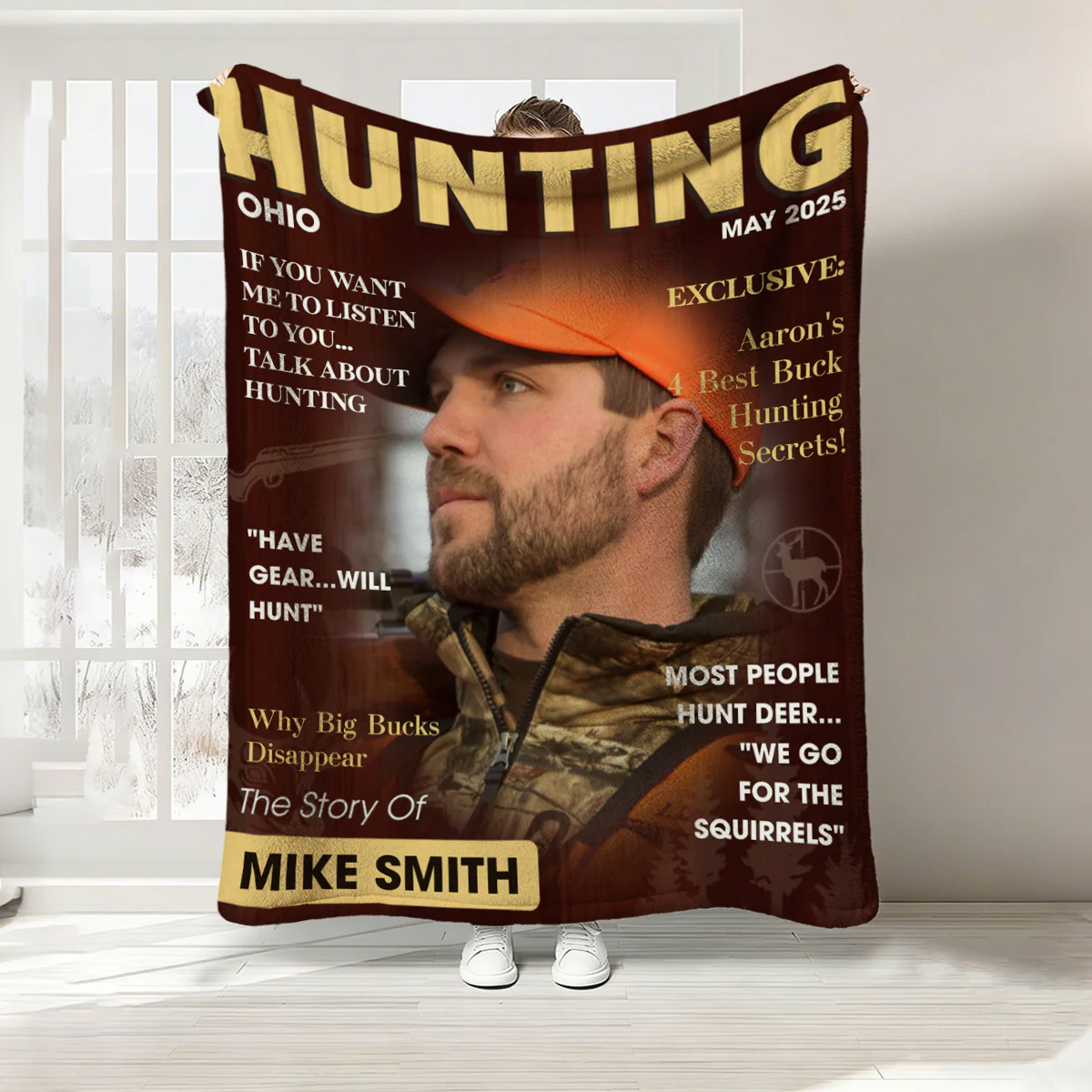 Personalized Hunter Magazine Cover Blanket, Custom Gift For Hunter, Hunting Gift For Man - Image 4