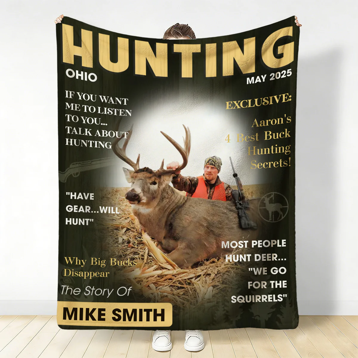 Personalized Hunter Magazine Cover Blanket, Custom Gift For Hunter, Hunting Gift For Man - Image 5