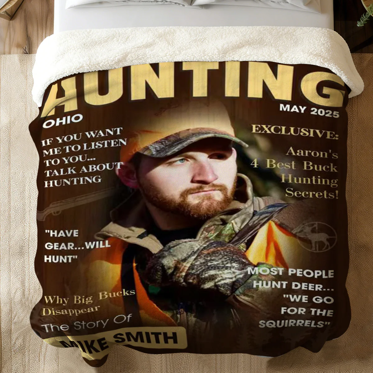 Personalized Hunter Magazine Cover Blanket, Custom Gift For Hunter, Hunting Gift For Man - Image 6
