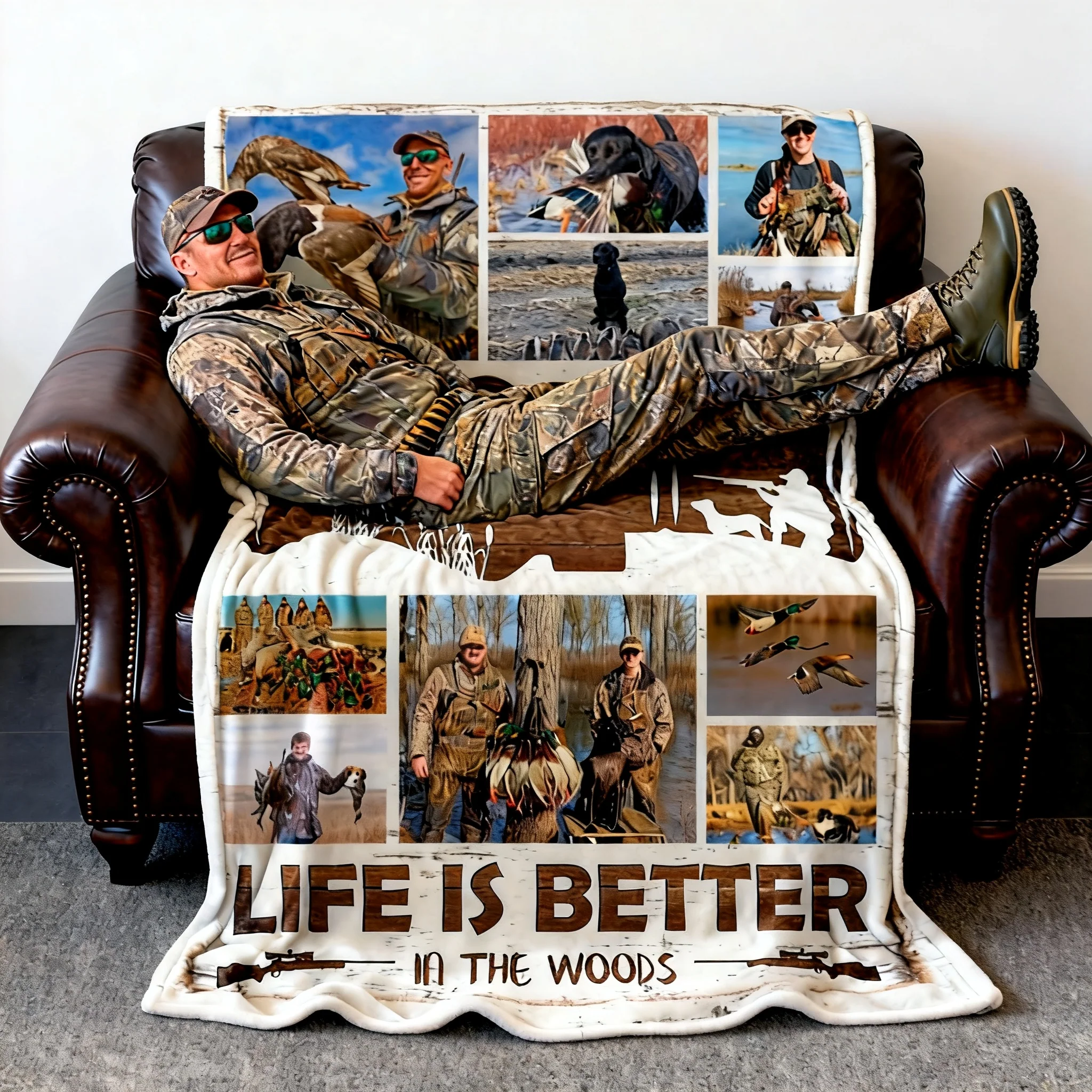 Personalized Hunting Photo Collage Blanket,Hunting Memories Gift For Hunters - Image 2