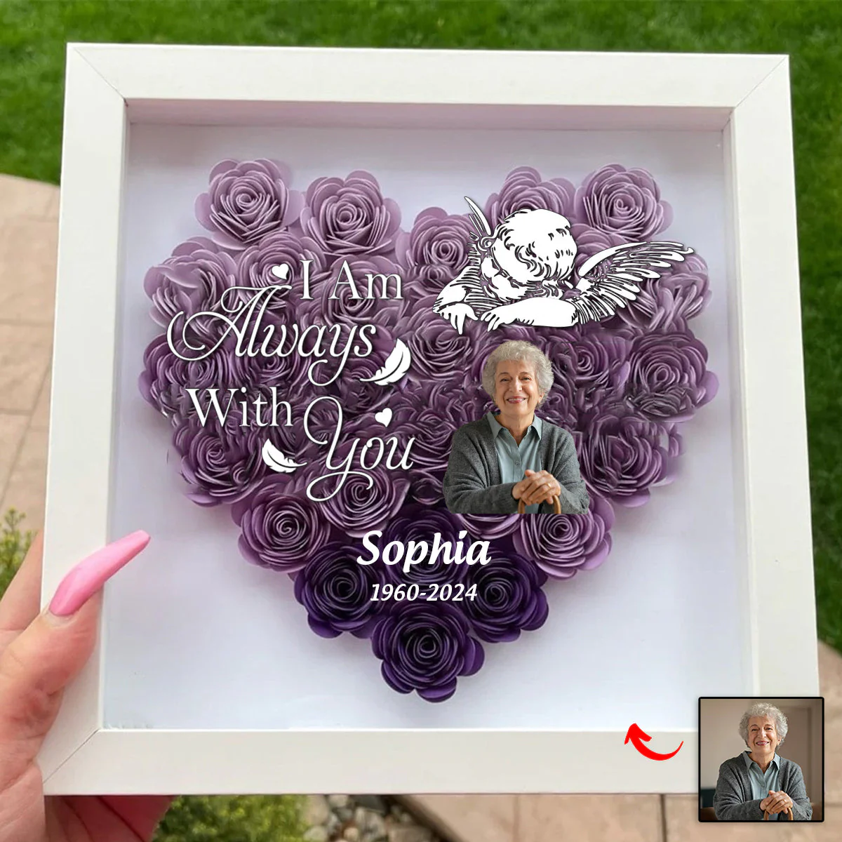 Personalized I am always with you Memorial Flower Shadow Box - Image 3