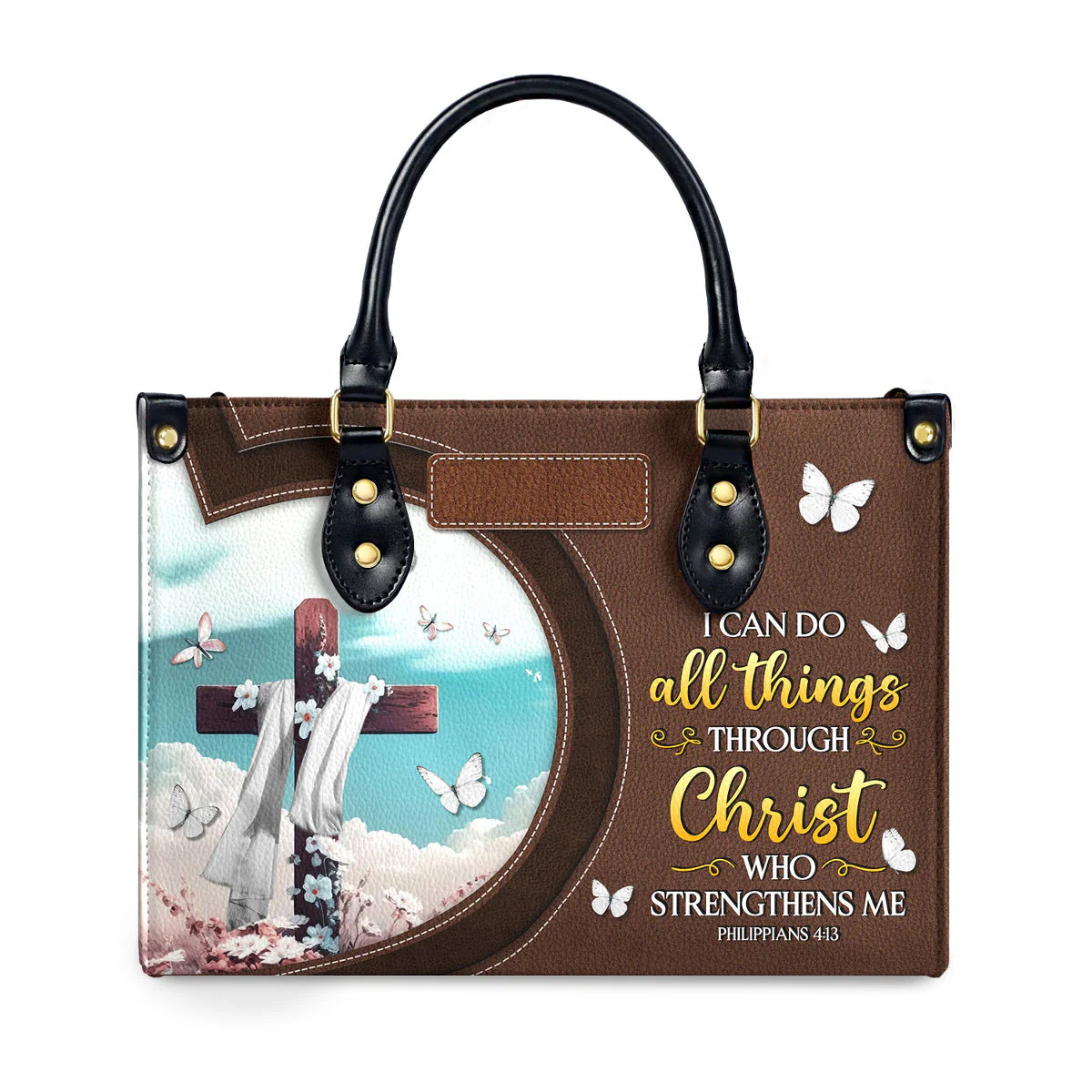 Personalized I Can Do All Things Through Christ-Bible Verse Leather Bag - Image 4