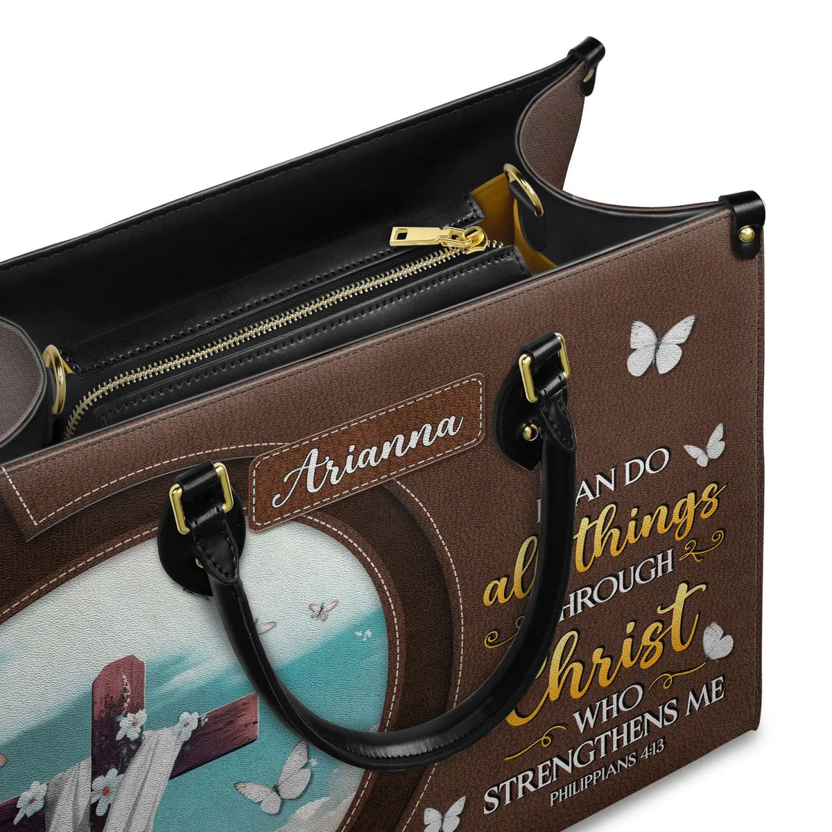Personalized I Can Do All Things Through Christ-Bible Verse Leather Bag - Image 5