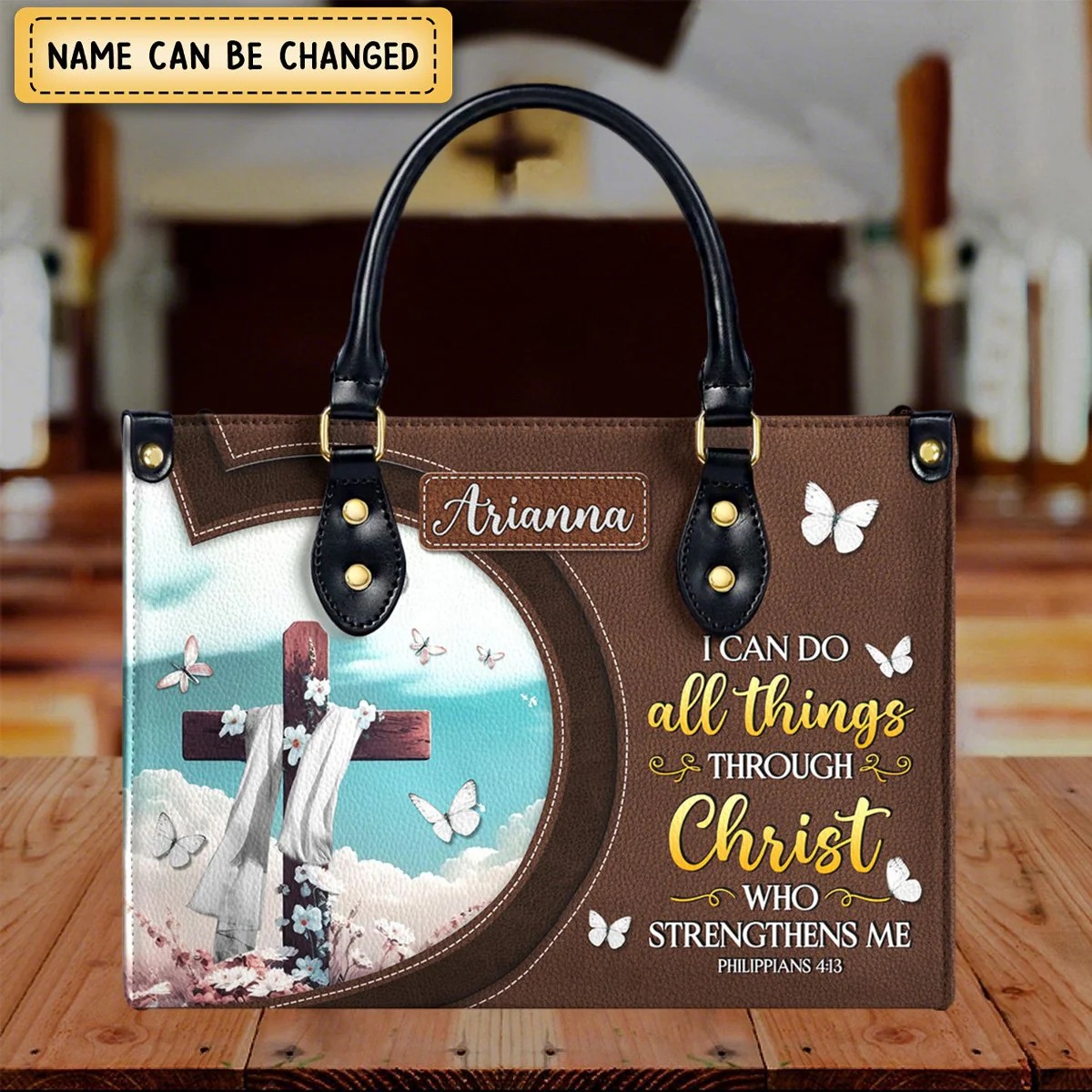 Personalized I Can Do All Things Through Christ-Bible Verse Leather Bag - Image 9