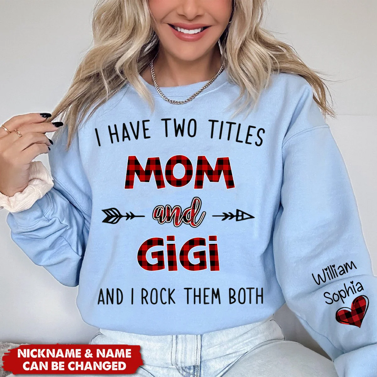 Personalized I have two titles Mom and grandma caro xmas Sweatshirt - Image 4