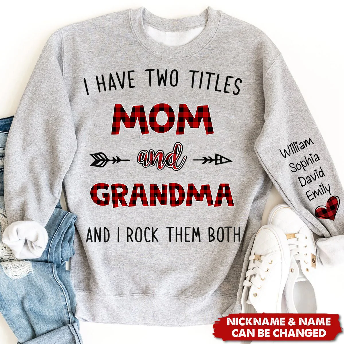 Personalized I have two titles Mom and grandma caro xmas Sweatshirt - Image 5