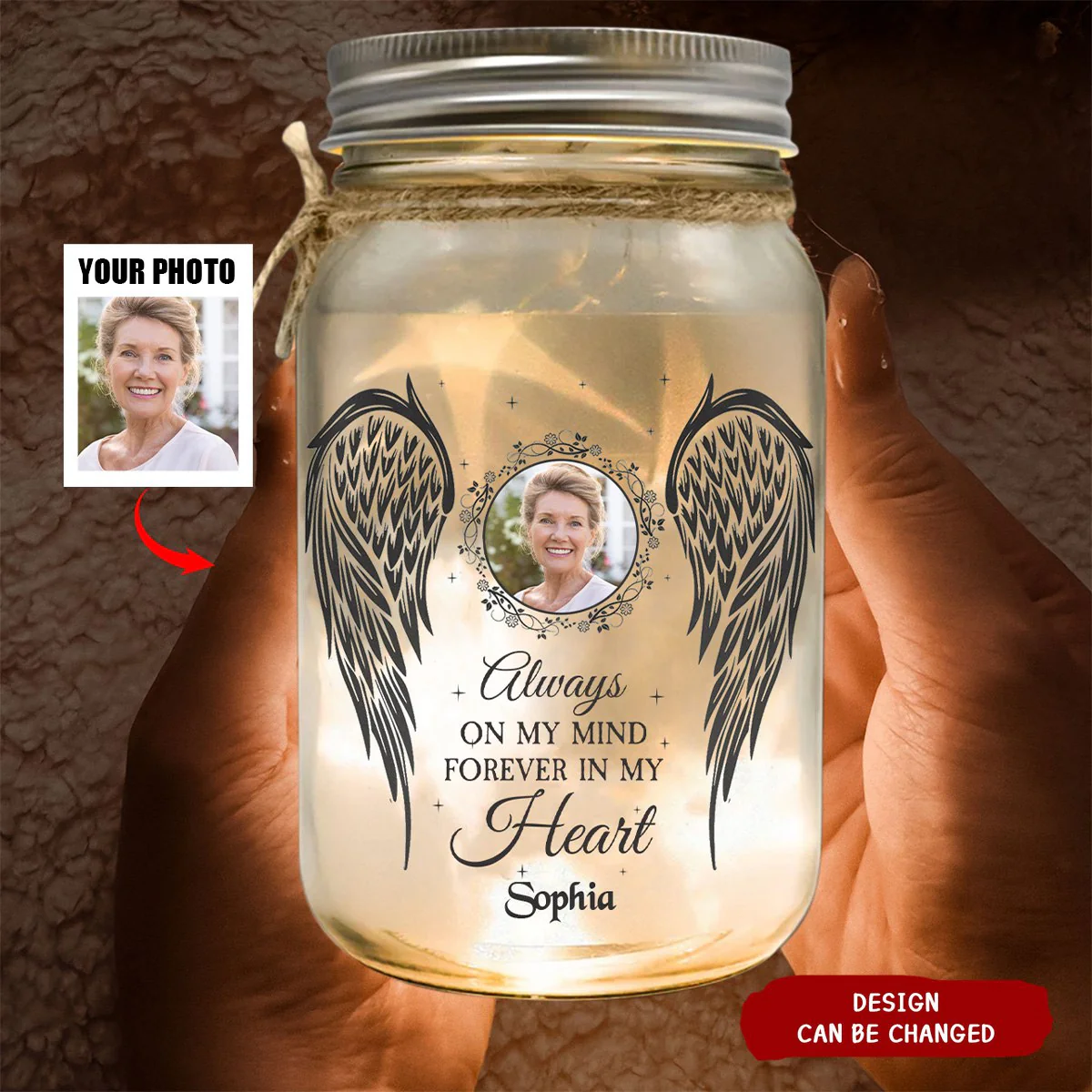 Personalized I Have You In My Heart Mason Jar Light - Image 2