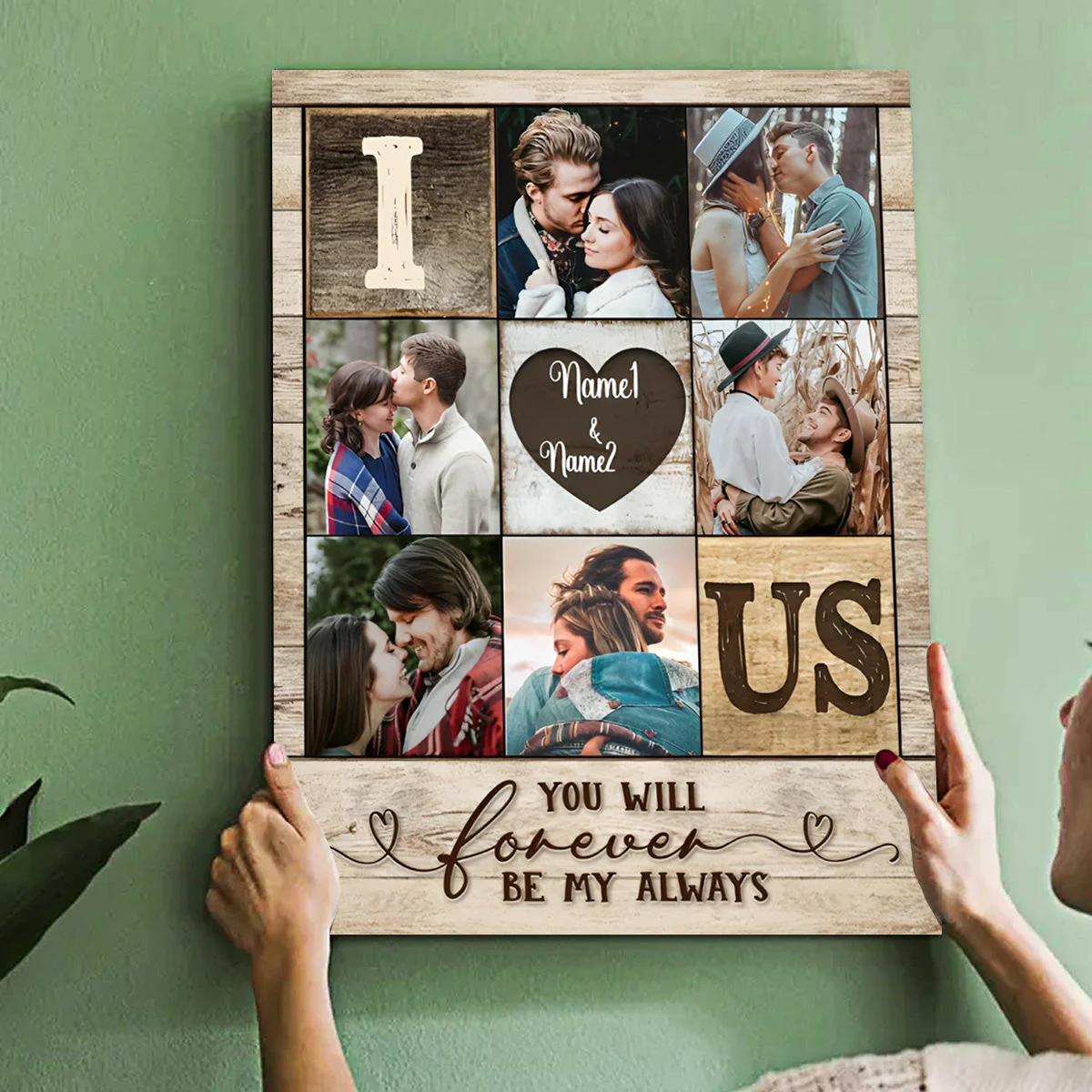 Personalized I Heart Us Photo Collage Canvas Poster, Couple Valentine’s Day Gift - Image 2