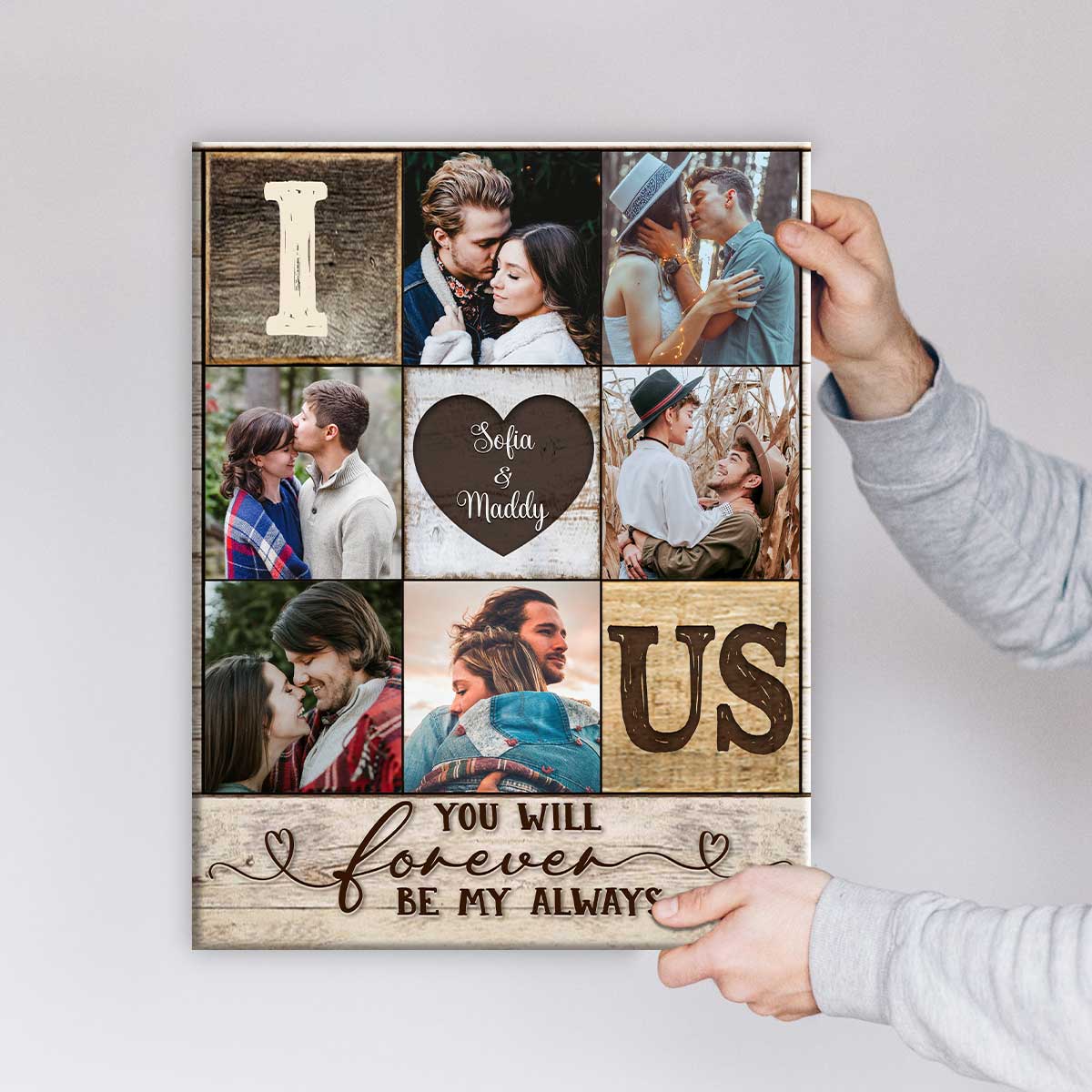 Personalized I Heart Us Photo Collage Canvas Poster, Couple Valentine’s Day Gift - Image 5