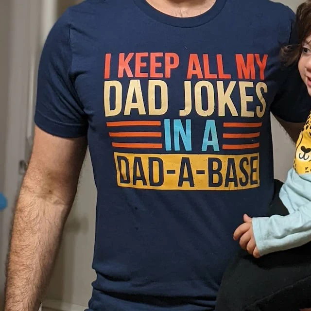 Personalized I Keep All My Dad Jokes In A Dad-a-base T-shirt - Image 2