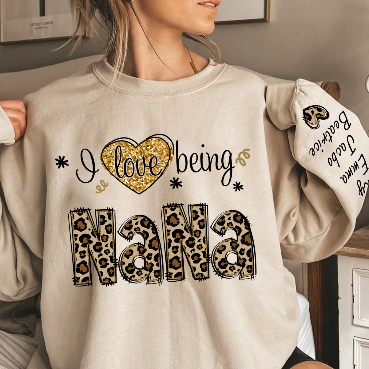 Personalized I Love Being Gigi Grandma Leopard Sweatshirt - Image 2