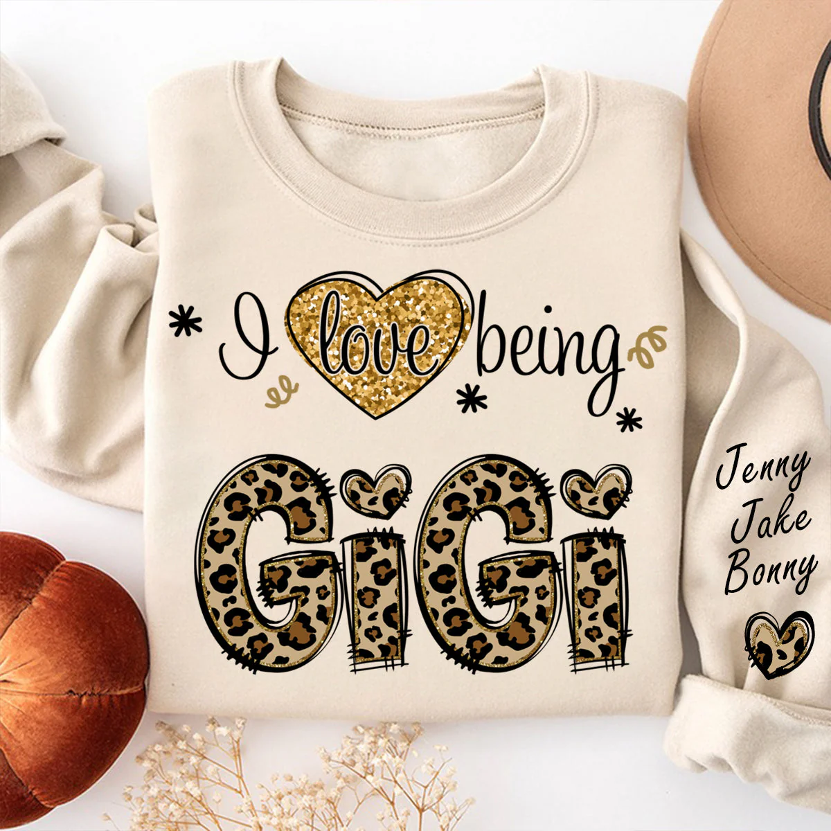 Personalized I Love Being Gigi Grandma Leopard Sweatshirt - Image 3