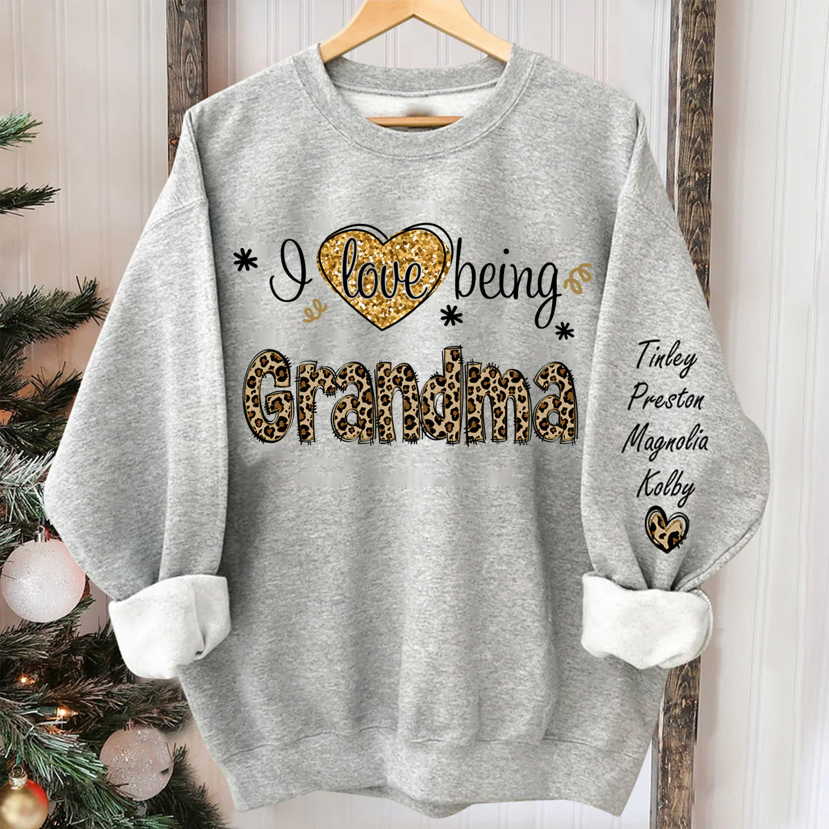Personalized I Love Being Gigi Grandma Leopard Sweatshirt - Image 4