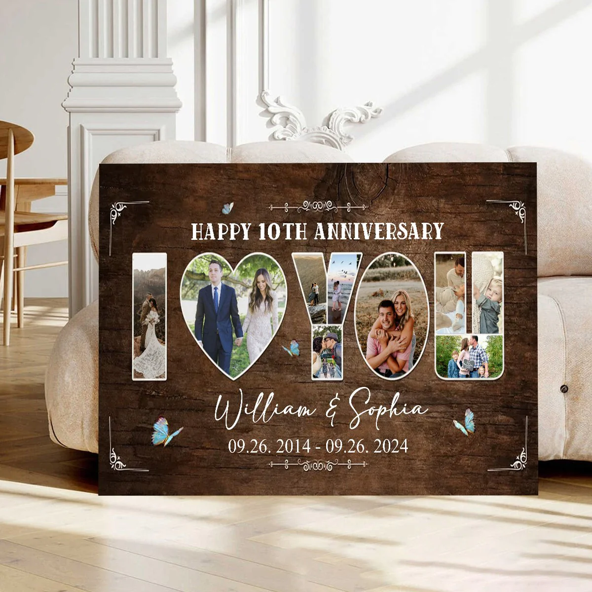 Personalized I Love You Photo Collage Canvas, Custom Anniversary Picture Collage, Wedding Gift - Image 2