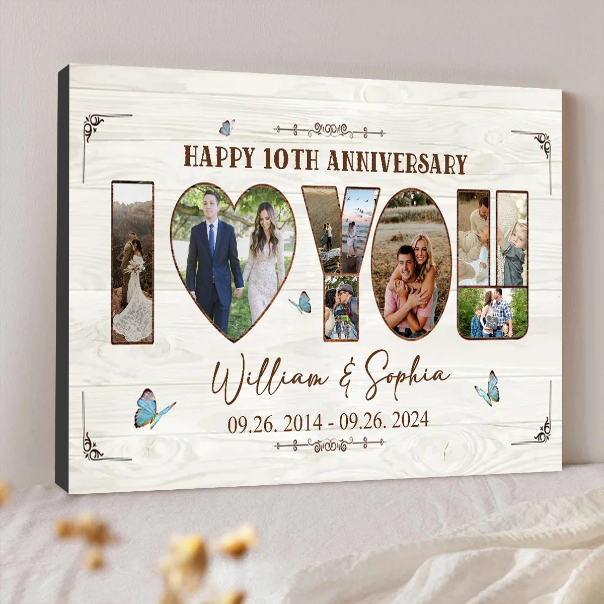 Personalized I Love You Photo Collage Canvas, Custom Anniversary Picture Collage, Wedding Gift - Image 3