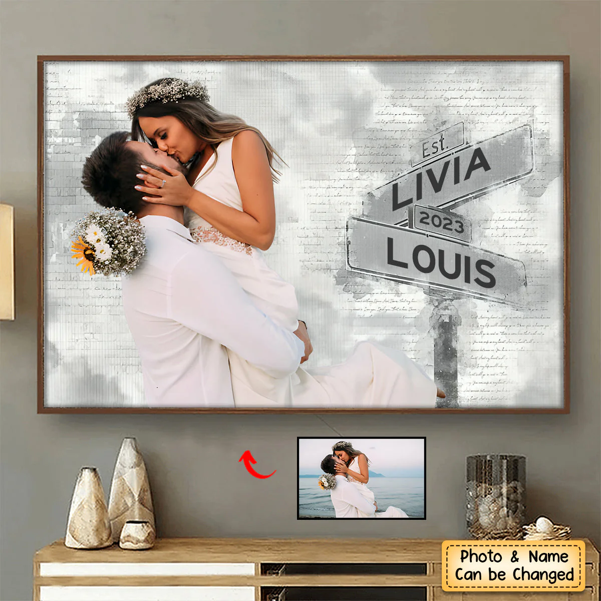 Personalized I Love You Sign Couple Est Photo Poster - Image 3