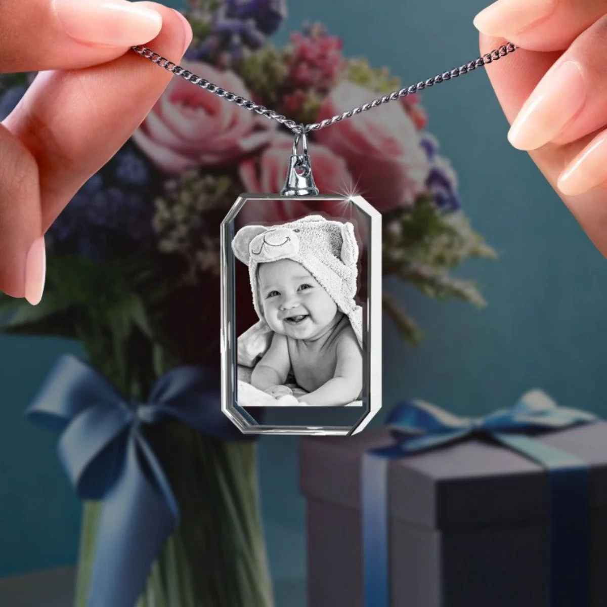 Personalized I Will Carry You With Me Until I See You Again Transparent Photo Memorial Necklace - Image 2